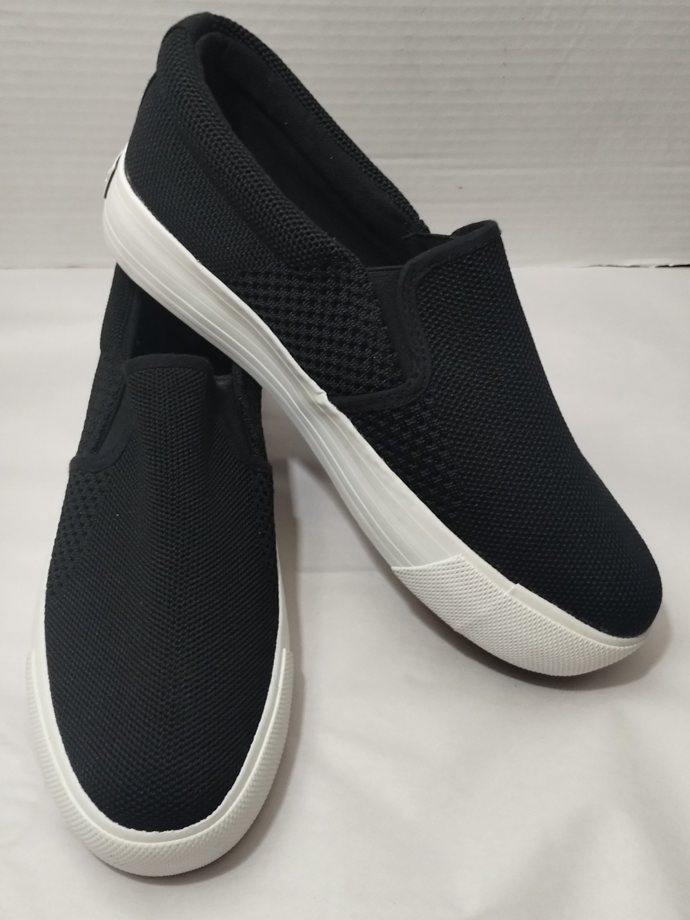 Alexis Bendel Black Slip-On Knit Platform Sneakers